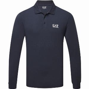 Emporio Armani Core Pique Long Sleeve Golf Polo Shirt Armani Blue 8NPF15451562
