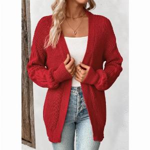 Wine Red Tunic Long Sleeve Cardigan