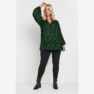 Blouse verte en filet à manches bouffantes taille plus à 9 au lieu de 46