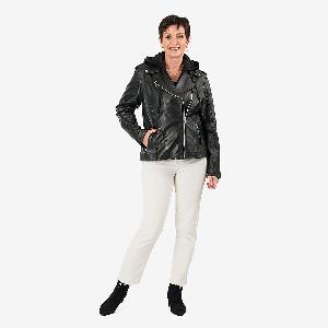 Valissiere 100 Genuine Leather Jacket with Detachable Hood Size M  Black