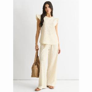 Ivory Textured Elastic Waist PullOn Trousers Now 2560 Save 20