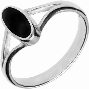 Sterling Silver Whitby Jet Heritage Oval Split Shoulder Ring