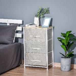 HOMCOM Vertical 3Tier Linen Drawer Cabinet Organizer Storage Dresser Tower with Metal Frame Adjustable Feet for Living Room Kitchen   Aosom UK