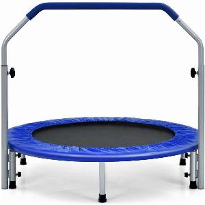 Foldable Jumping Fitness Trampoline Exercise Rebounder W 4Level Adjustable Handle