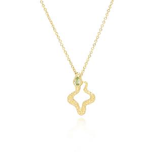 ECFEW Peridot Snake Pendant Necklace in Gold Plated Sterling Silver