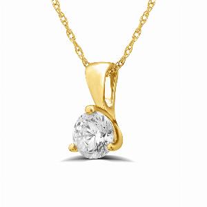 Martini Set Lab Grown GH SI Solitaire Diamond Necklace  10K Yellow Gold 12 ct tw