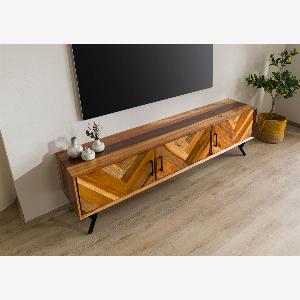 Meuble TV en Bois de récupération 200x40x56 naturel laqué AVIGNON 140