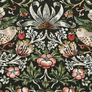 William Morris Strawberry Thief Printed Cotton Fabric Green