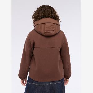 Fiorella Rubino Giacca bimaterica con cappuccio e zip Donna Marrone Taglia 37 46 IT