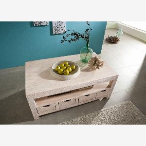 Table basse 120x70 Acacia blanchi Blanc NATURE WHITE 33