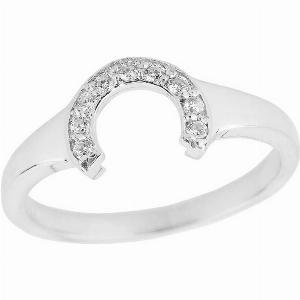 91 Discount on 9ct White Gold DiamondStudded Lucky Horseshoe Ring