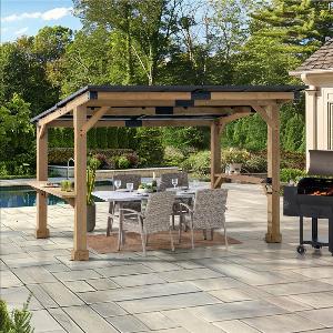 Get 10 Off SUNJOY 10x12 Cedar Gazebo Pergola with Bar and Power Port