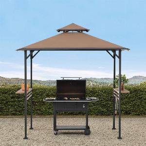 Get 10 Off SUNJOY 5x8 Khaki Soft Top Grill Gazebo with Bar Shelves