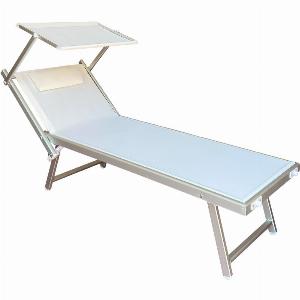 Lettino Sdraio Pieghevole con Ombrellone e Cuscino 189x58x36 cm  Bianco ora a 8990