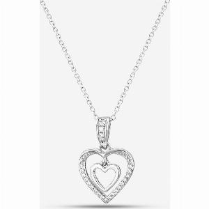 Enjoy 44 Discount on Silver Cubic Zirconia Heart and Mini Pendant Necklace
