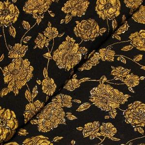 Bénéficiez de 20 de réduction sur le tissu brocart fleuri moutarde noir