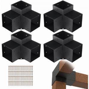 VEVOR 4erSet Pfostenverbinder aus 2 mm dicken Stahlplatten Pfostenecke Pergola Eckverbinder Holzverbinder 90Stiefelstruktur Eckhalterung Holzbalken Pavillon Halterungs Set 270 x 270 x 202 mm