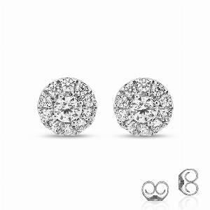 Lab Made Halo Diamond Stud Earrings 14 ct tw  10K White Gold