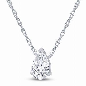 Pear Shape Floating Lab Diamond Solitaire Necklace  14K White Gold 1 12 ct tw