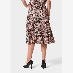 Druckrock aus bequemer ViskoseElasthanMischung  koralle  beige  gemustert  Gr 19 von Goldner Fashion