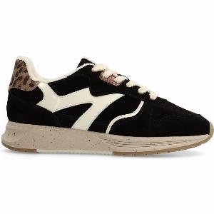 Schwarze VelourslederSneaker mit Details