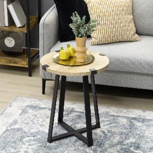 HOMCOM runder Couchtisch mit Holzoptik und Stahlbeinen Ø46x56cm jetzt für 2690  erhältlich