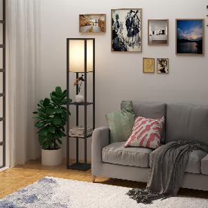 Aosom Remise de 20% sur le lampadaire HOMCOM avec 3 étagères en MDF noir