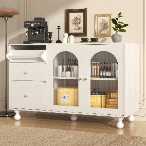Küchenschrank Sideboard mit Handtuchhalter multifunktionaler Aufbewahrungsschrank AntiKippDesign bis 60 kg 120  40 755 cm Weiß