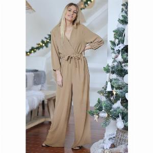 Combipantalon fluide camel avec ceinture de 1750  à 10  43