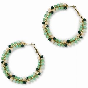 Beaded Hoops  Green