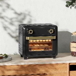 HOMCOM 10L Air Fryer Oven Mini Oven Oil Free Cooking Grill Roast Bake with Adjustable Temperature Timer 1000W Black   Aosom UK