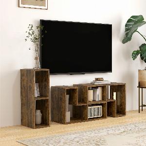HOMCOM TV Stand for TVs up to 75 Inches Free Combination TV Unit with Storage Shelves Extendable Entertainment Centre for Living Room Rustic Brown