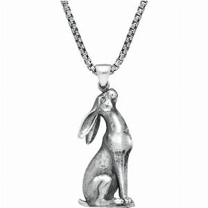 Sterling Silver Large Moon Gazing Hare Necklace