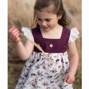 Purple Floral Linen Dress