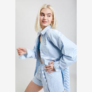 Yew Striped Ethical Cotton Pyjama Shirt  Blue Stripe Now 39 Save 44