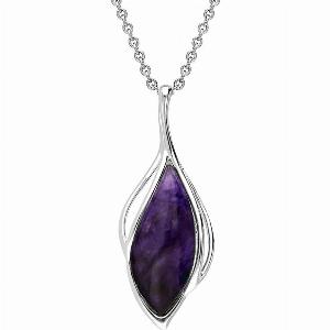 Get 26 Off Sterling Silver Necklace with Blue John Open Marquise Design