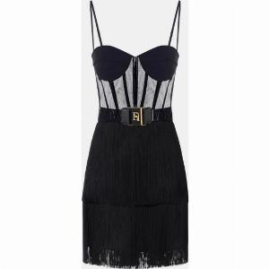 Mini abito in tulle e frange