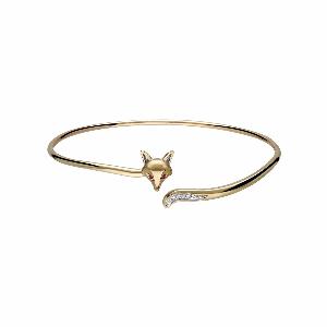 Gardenia Ruby  White Sapphire Fox Bangle In 9ct Yellow Gold