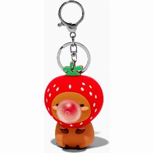 Porteclés capybara à presser fraise de Claire