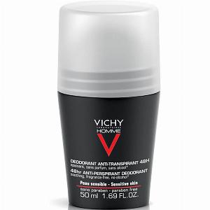 VICHY Homme Mens Deodorant for Sensitive Skin RollOn 50ml