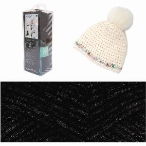 Häkelset Mütze Wild Wild Wool mit Bommel und Strass