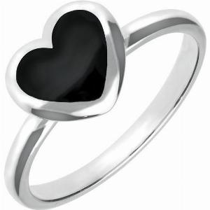 Sterling Silver Whitby Jet Heart Ring