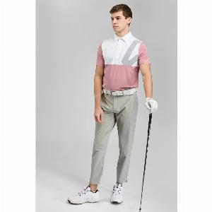 Magnet Colour Block Golf Polo Shirt  Dusky Rose  Chalk White