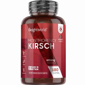 Montmorency Kirsch Kapseln 6000mg  180 Stk  6 Monatspackung Natürliche Ergänzung mit Sauerkirschextrakt