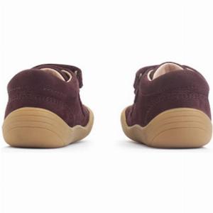 Scoot Burgundy nubuck riptape closed baby first walking booties