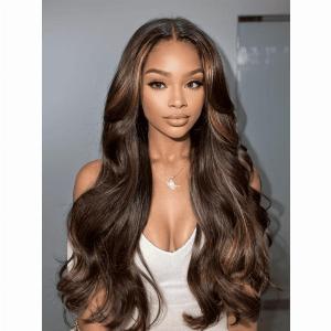 Get 8 Off UNice 13x4 Lace Frontal Wig in Brown with Caramel Highlights