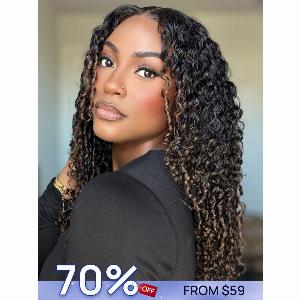 30% Off Nadula Flash Sale Brown Ombre Curly V Part Wig Easy Wear