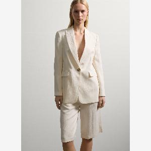 Stefanel  Blazer monopetto in crêpe Donna Bianco avorio Taglia 46
