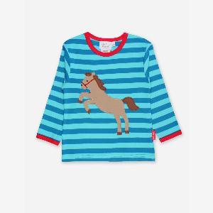 Organic Jumping Horse Applique LongSleeved TShirt  612m  80cm