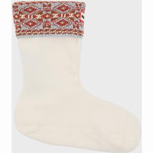 Hunter Unisex Recycled Fairisle Short Boot Socks White
